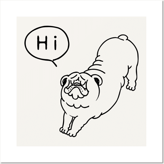 Greeting Stretch English Bulldog Wall Art by huebucket